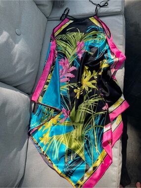 Silky one size asymmetrical dress with ties